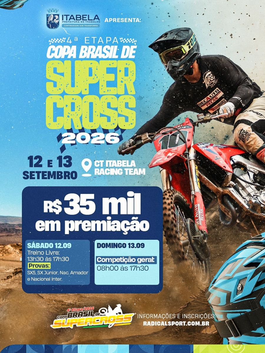 Prefeitura de Itabela realiza 4� etapa da Copa Brasil de Supercross com R$ 35 mil em premia��o